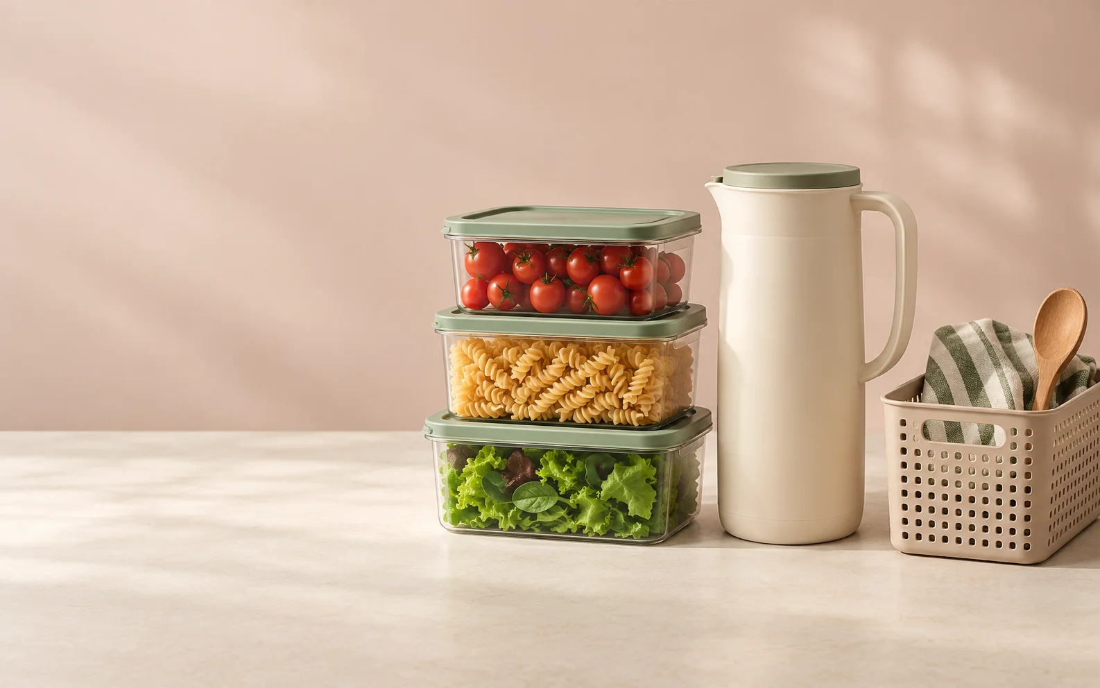 Illustration of storage containers and everyday household essentials